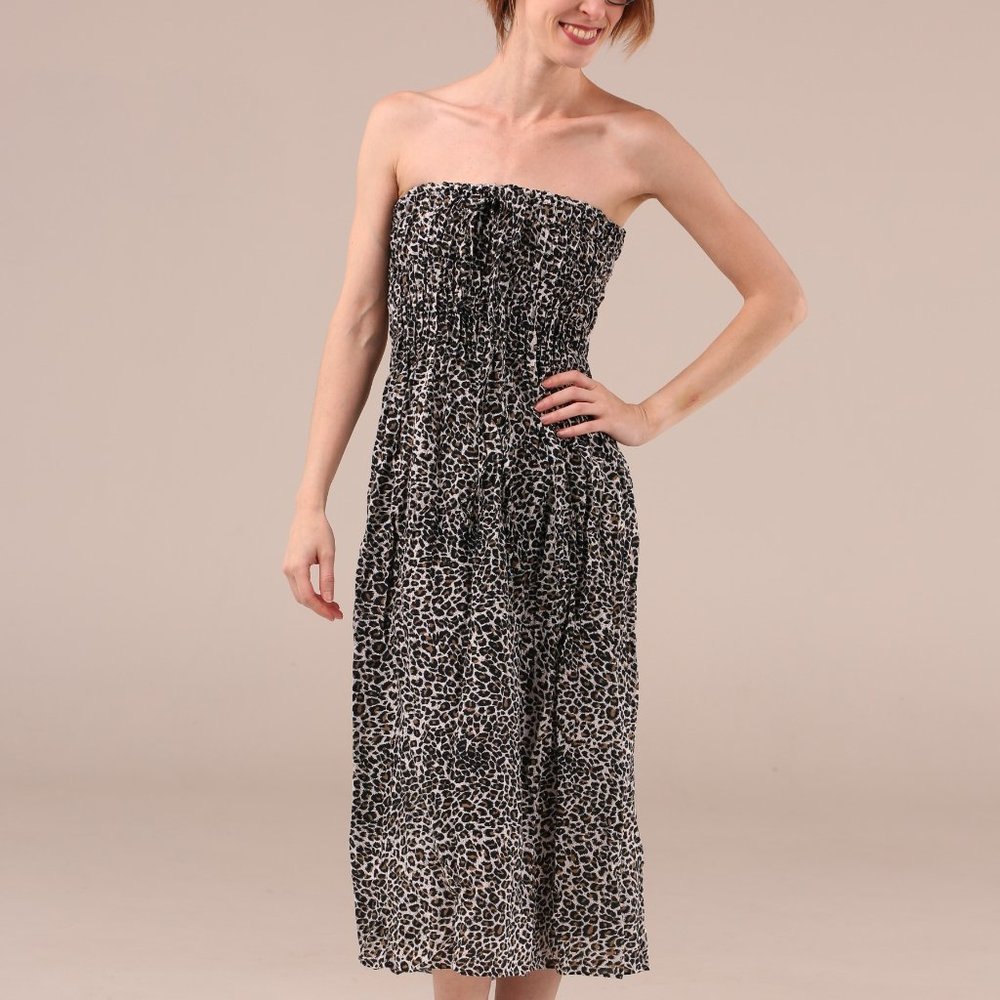 2/20 Vintage strapless leopard print dress